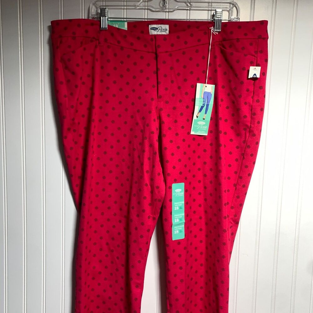 Old Navy Pixie Ankle Pants Womens Size 16 Pink Geometric Skinny Stretch New